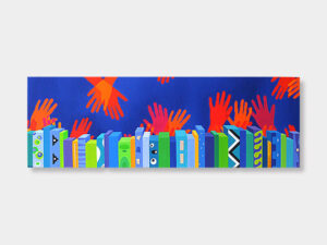 helping hands in the city, 150 x 50 cm